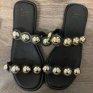 Black and Gold Sandals